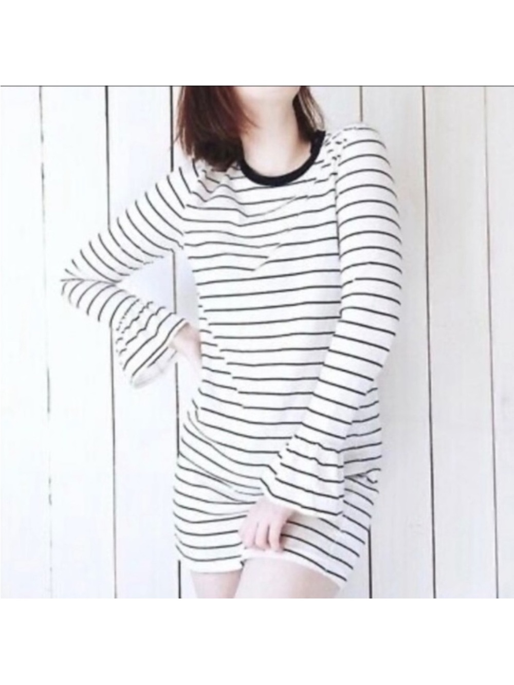 NEW! Urban Outfitters Kimchi Blue XL White Black Bell Sleeve Mini Knee Tee Dress